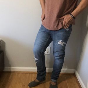 Goodale Ripped Fitted Blue Jeans